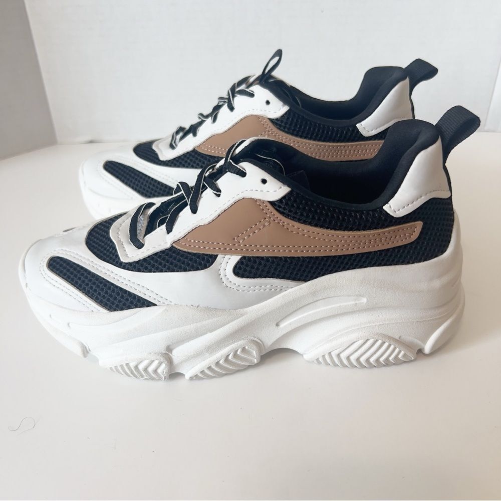 SM New York Womens White Black Tan Platform Fashion Athletic Sneakers Size 6 - Picture 3 of 7